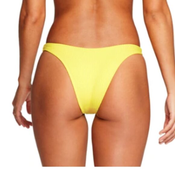 VITAMIN A EcoRib California High Leg Bikini Swim Bottom Cheeky NWT XL Yellow - Picture 2 of 11